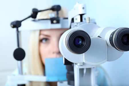 white female during an eye examination
